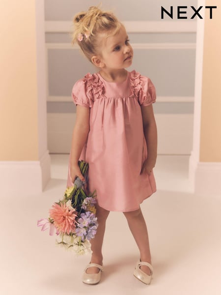Soft Pink Taffeta Ruffle Party Dress (3mths-8yrs) (E87906) | € 24 - € 33