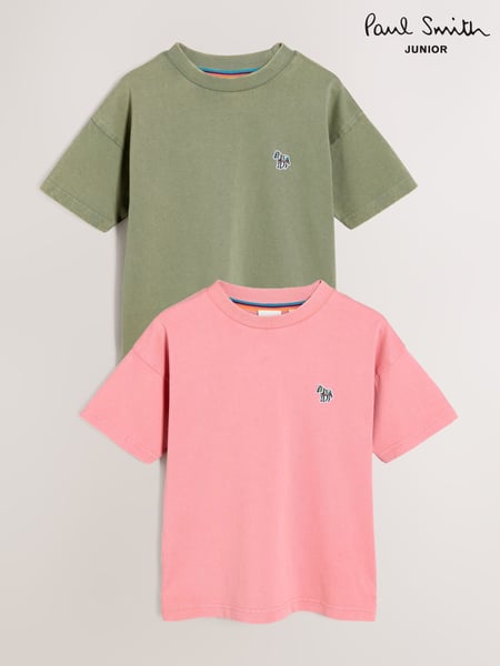 Paul Smith Junior Boys Pink/Green Signature T-Shirts Set (E87996) | € 39