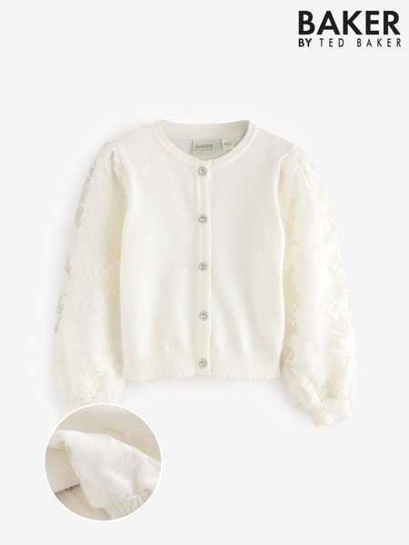 Baker by Ted Baker Floral Mesh Sleeve Knitted Cardigan (E88095) | € 37 - € 47