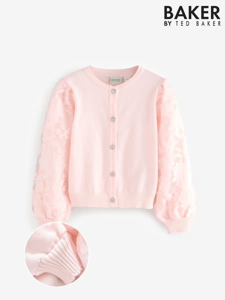 Baker by Ted Baker Floral Mesh Sleeve Knitted Cardigan (E88097) | € 37 - € 47