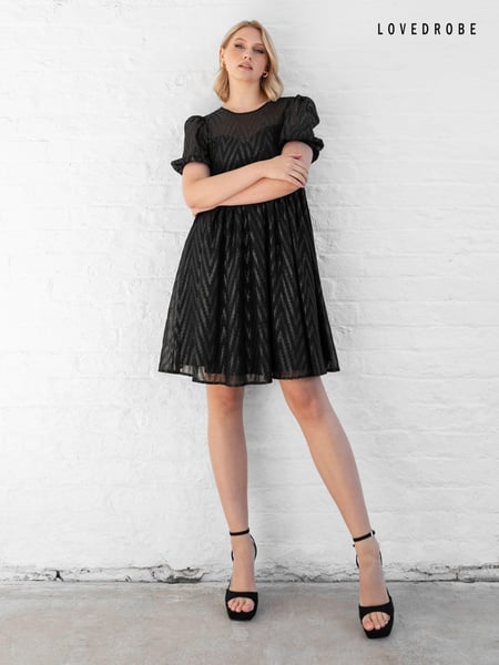 Lovedrobe Zig-Zag Burnout Mini Black Dress (E88256) | € 81