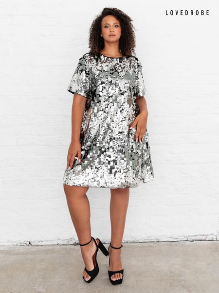 Lovedrobe Metallic Ombre Sequin T-Shirt Shape Swing Dress (E88263) | € 66