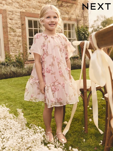 Pink 3D Floral Organza Party Dress (3-16yrs) (E88300) | € 51 - € 60