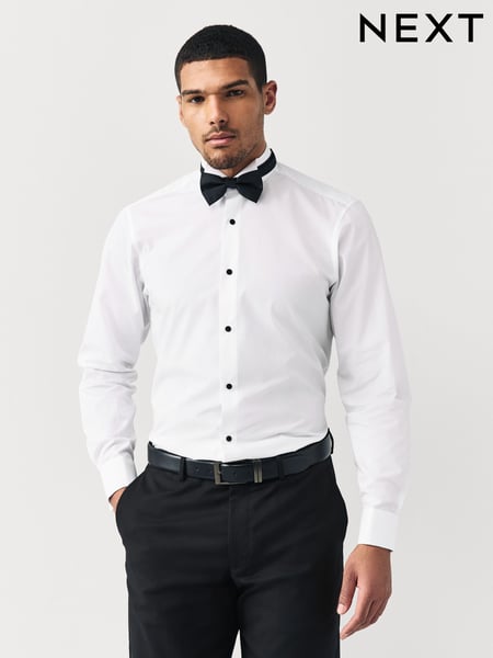 White Regular Fit Double Cuff Regular Fit Shirt And Bow Tie Pack (E88488) | € 51