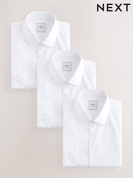 White Regular Fit Single Cuff Easy Care Smart Shirts 3 Pack (E88526) | € 78