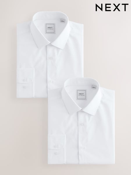 White Slim Fit Easy Care Long Sleeve Single Cuff Smart Shirts 2 Pack (E88531) | € 54