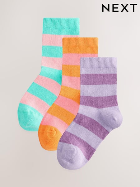 Multi 3 Pack Cotton Rich Stripe Ankle Socks (E88926) | € 8 - € 11