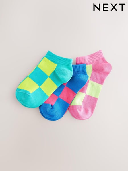 Multi 3 Pack Cotton Rich Checkerboard Trainer Socks (E88929) | € 6 - € 9