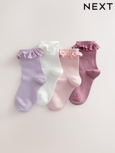 Multi 4 Pack Cotton Rich Ruffle Frill Ankle Socks (E88932) | € 13 - € 16