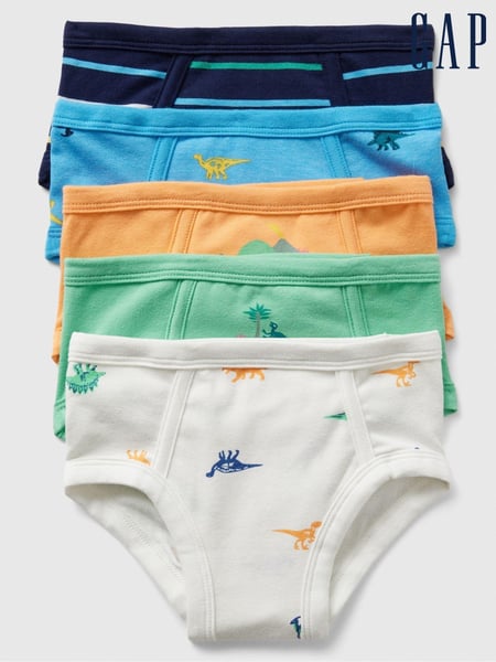 Gap Blue Dinosaur Print 5 Pack Cotton Stretch Briefs (2-5yrs) (E89299) | € 31