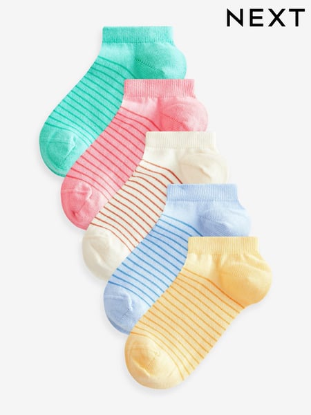 Multi Pastels 5 Pack Cotton Rich Stripe Trainer Socks (E89691) | € 8 - € 11