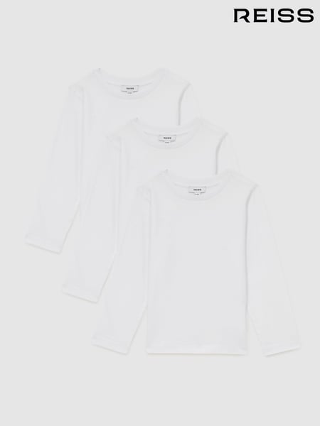 Reiss Off White Fort 3 Pack Cotton-Jersey Long-Sleeve T-Shirts 3 Pack (E89954) | € 47
