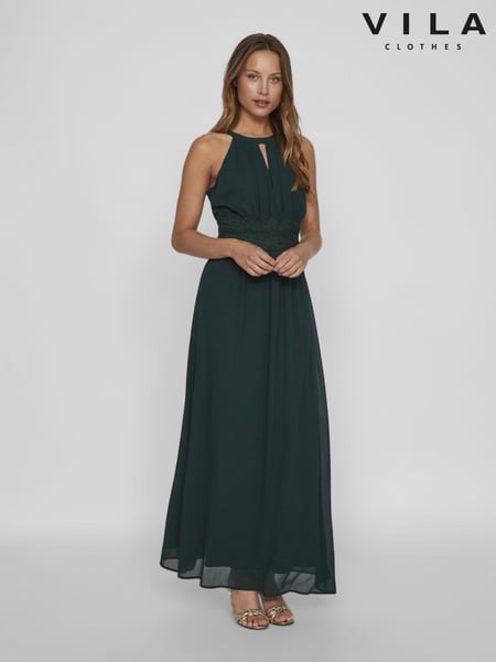 Blau - VILA Halterneck Bridesmaid Lace Detail Occasion Maxi Dress (E89972) | 47 €