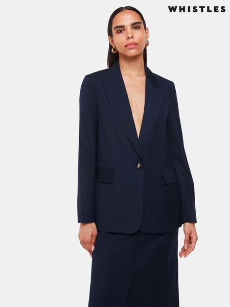 Whistles Blue Pinstripe Blazer (E90100) | € 124