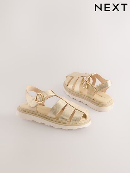 Gold Metallic Standard Fit (F) Chunky Fisherman Sandals (E90528) | € 34 - € 44