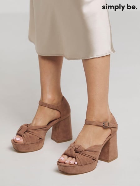 Simply Be Brown Extra Wide Fit Knot Detail Platform Sandals (E91279) | € 55