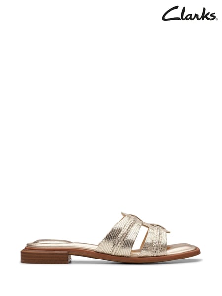 Clarks Gold Leather Ariany Mule Sandals (E92009) | € 101