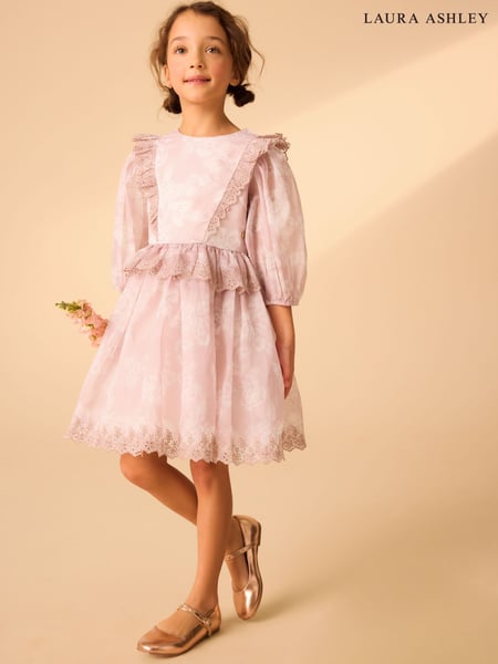 Laura Ashley Pink Summer Rose Floral Broderie Organza Prom Dress (E92328) | € 72 - € 78