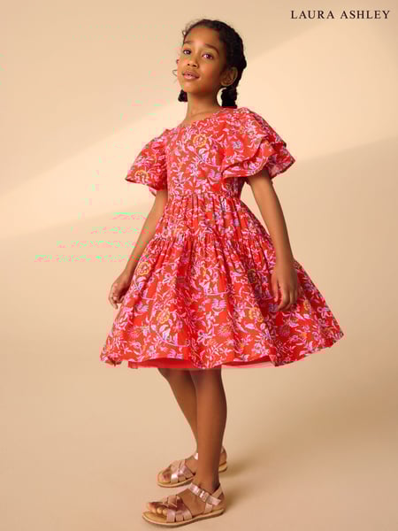 Laura Ashley Red Derwent Floral Print Prom Dress (E92351) | € 50 - € 56