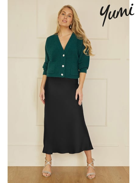 Yumi Black Satin Midi Skirt (E92887) | € 62