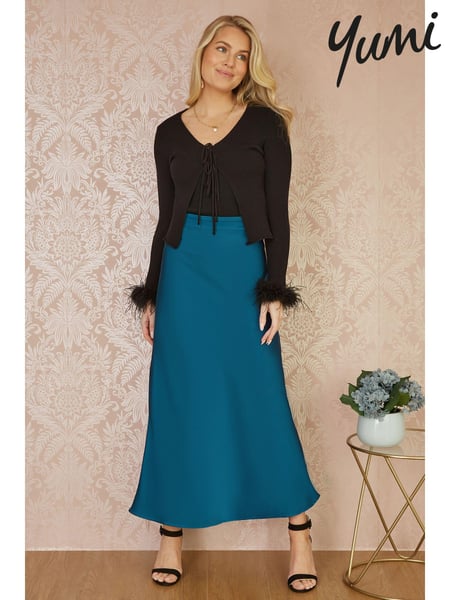 Yumi Blue Satin Midi Skirt (E92897) | € 62