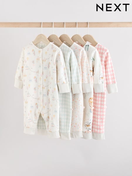 Pink 5 Pack Circus Print Baby Sleepsuit (0mths-3yrs) (E92931) | € 44 - € 47