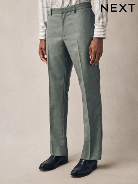 Green Regular Fit Textured Suit Trousers (E93213) | € 82
