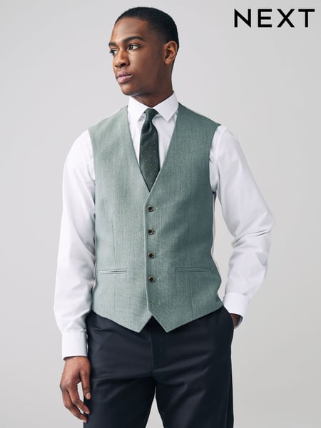 Green Textured Suit Waistcoat (E93214) | € 82