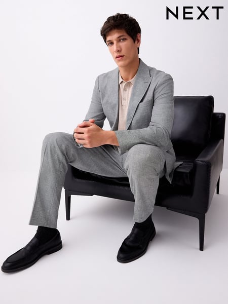 Grey Linen Blend Texture Suit Jacket (E93215) | € 133