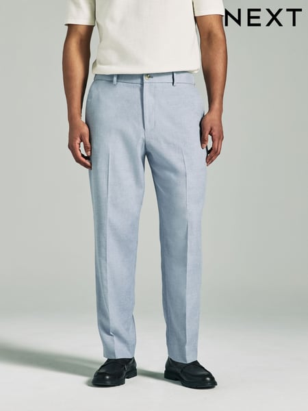 Blue Linen Blend Texture Suit Trousers (E93222) | € 75