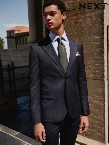 Navy Skinny Fit Check Texture Suit Jacket (E93229) | € 125