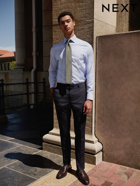 Navy Skinny Fit Check Texture Suit Trousers (E93230) | € 67