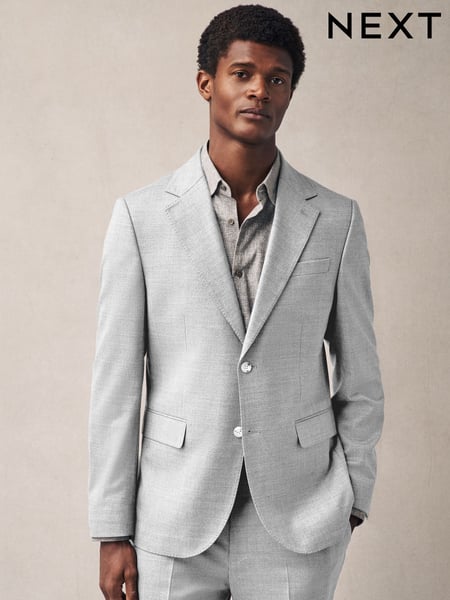 Light Blue Tailored Fit Textured Suit Jacket (E93232) | € 164