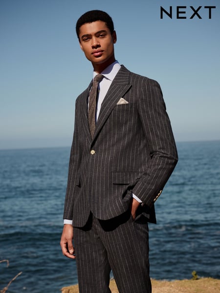 Navy Regular Fit Striped Suit Jacket (E93238) | € 133