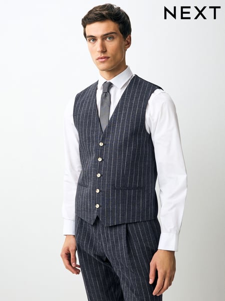 Navy Regular Fit Striped Suit Waistcoat (E93240) | € 67