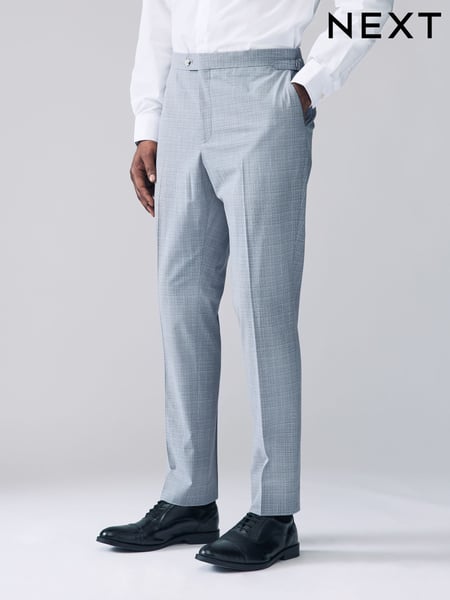 Light Blue Slim Fit Check Suit Trousers (E93253) | € 75