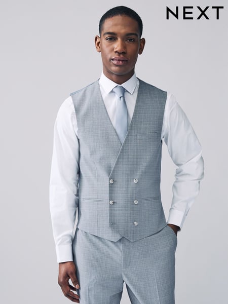 Light Blue Check Suit Waistcoat (E93254) | € 75