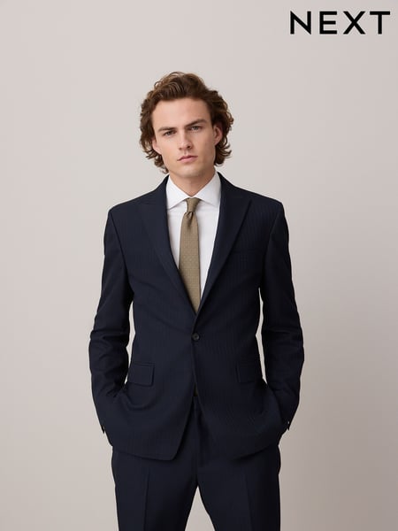 Navy Slim Fit Striped Suit Jacket (E93274) | € 133