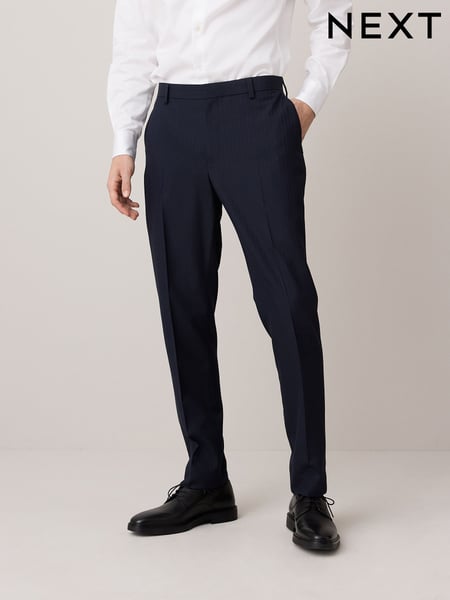 Navy Slim Fit Striped Suit Trousers (E93275) | € 75