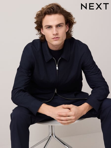 Navy Blue Striped Suit Shacket (E93276) | € 88