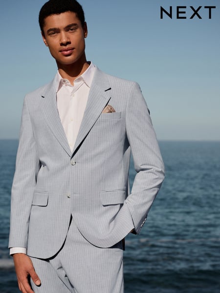 Grey Skinny Fit Striped Suit Jacket (E93278) | € 133