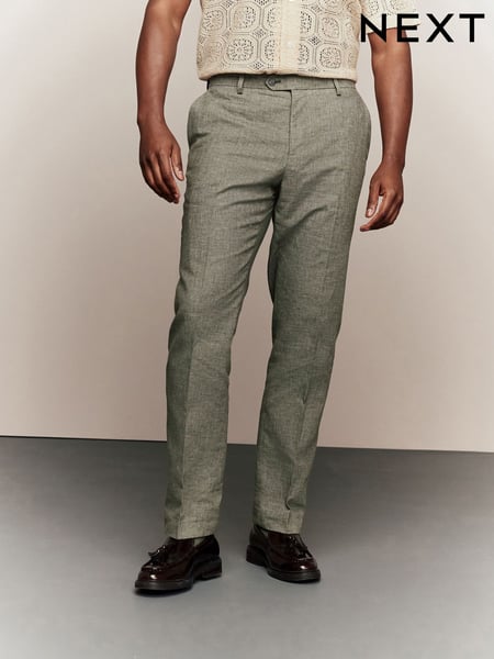 Green Tailored Fit Linen Texture Suit Trousers (E93283) | € 75
