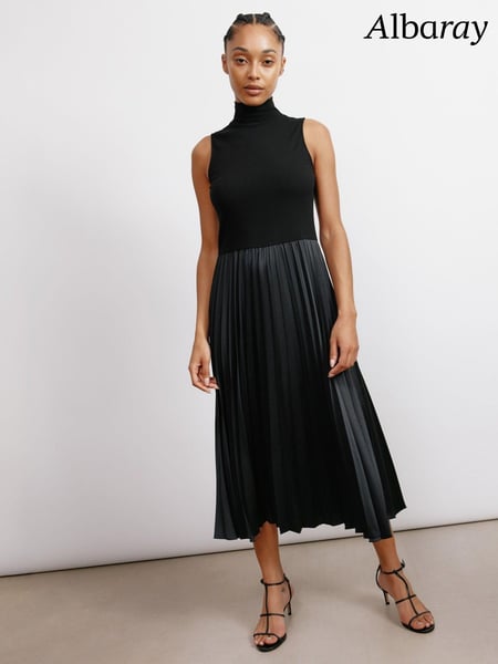Albaray Jersey And Woven Pleat Black Dress (E93303) | € 77