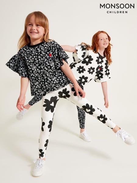 Monsoon Black Floral Print 100% Cotton T-Shirts 2 Pack (E93429) | € 19 - € 23