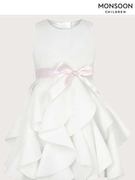 Monsoon White Baby Scuba Sleeveless Cancan Ruffle Dress (E93435) | € 89