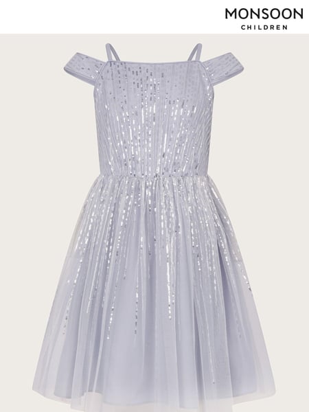 Monsoon Silver Sadie Sequin Prom Dress (E93441) | € 43 - € 47