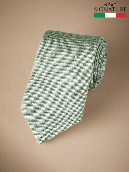 Sage Green/Neutral Brown Signature Made In Italy Polka Dot Tie (E93541) | € 52