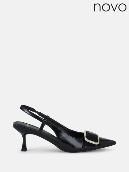 Novo Black Wide Fit Isera Point Slingback Buckle Court Shoes (E94123) | € 28