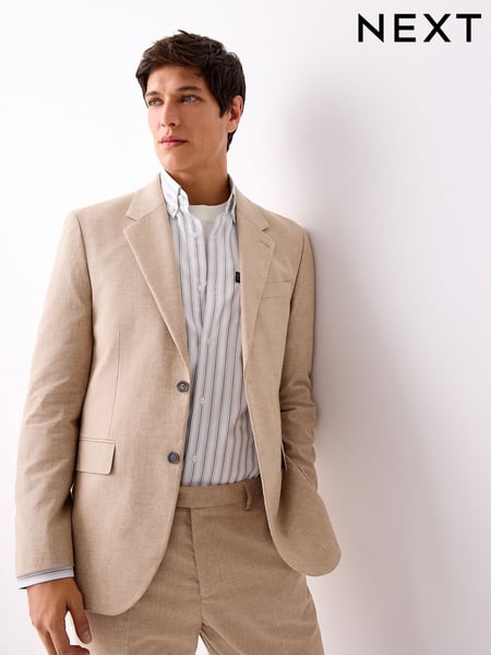 Stone Tailored Fit Linen Blend Texture Suit Jacket (E94472) | € 148
