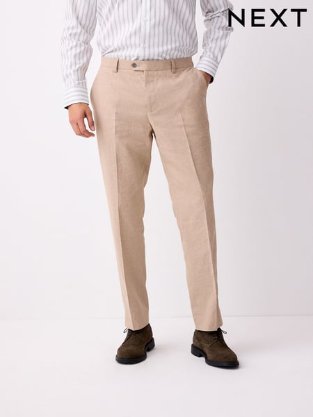 Stone Tailored Fit Linen Texture Suit Trousers (E94473) | € 75
